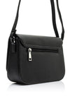 Zen Collection Pebbled Faux Leather Flap Over Small Crossbody Bag, Black