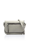 Zen Collection Pebbled Faux Leather Flap Over Small Crossbody Bag, Grey