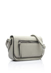Zen Collection Pebbled Faux Leather Flap Over Small Crossbody Bag, Grey