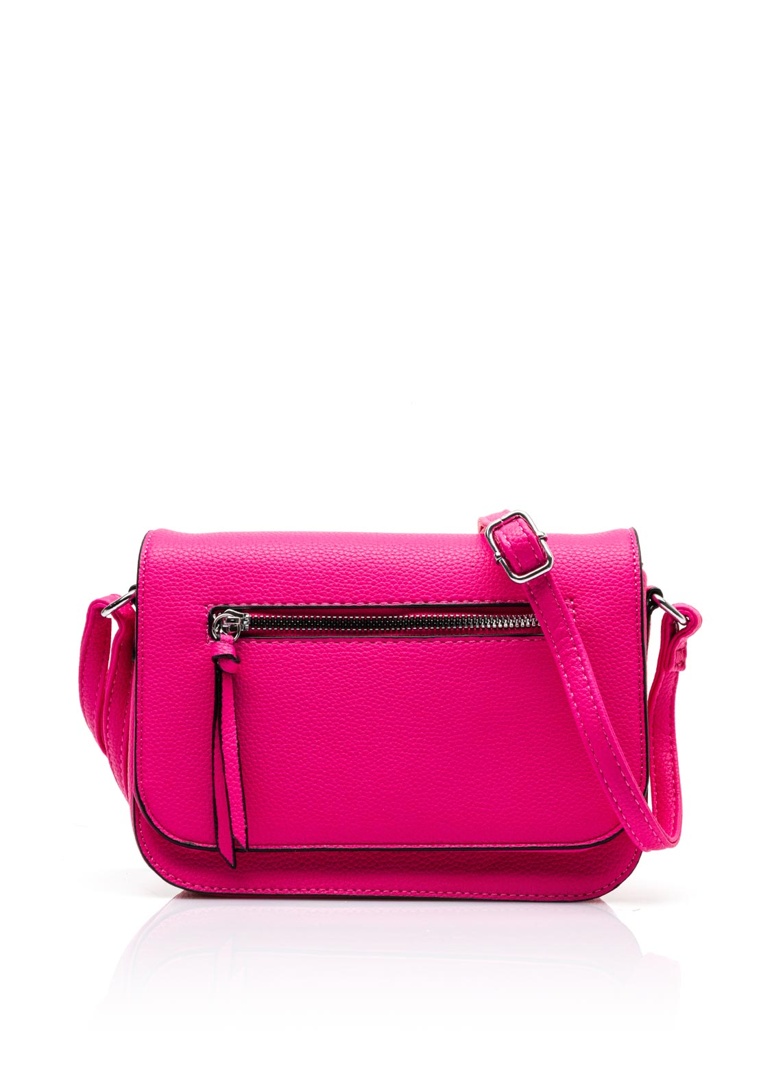 Zen Collection Pebbled Faux Leather Flap Over Small Crossbody Bag, Rose