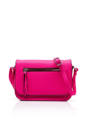 Zen Collection Pebbled Faux Leather Flap Over Small Crossbody Bag, Rose