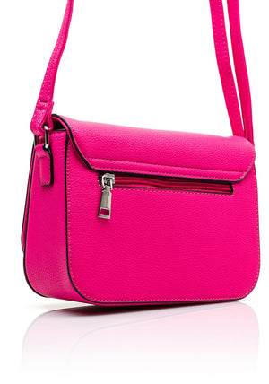 Zen Collection Pebbled Faux Leather Flap Over Small Crossbody Bag, Rose