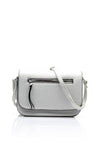 Zen Collection Pebbled Faux Leather Flap Over Small Crossbody Bag, Silver