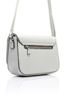 Zen Collection Pebbled Faux Leather Flap Over Small Crossbody Bag, Silver