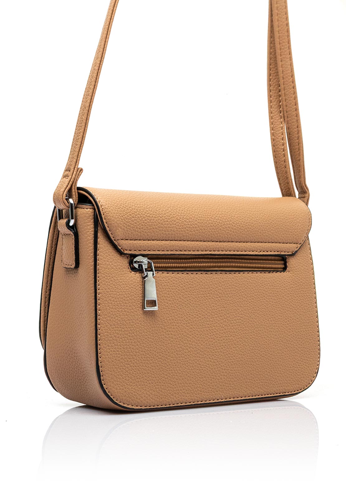 Zen Collection Pebbled Faux Leather Flap Over Small Crossbody Bag, Soil