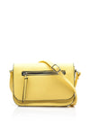 Zen Collection Pebbled Faux Leather Flap Over Small Crossbody Bag, Lemon Yellow