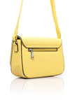 Zen Collection Pebbled Faux Leather Flap Over Small Crossbody Bag, Lemon Yellow