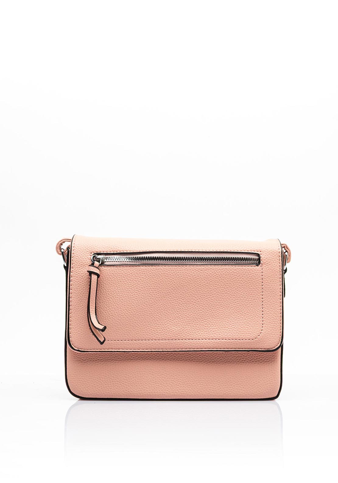 Zen Collection Pebbled Faux Leather Flap Over Small Crossbody Bag, Pink