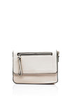 Zen Collection Pebbled Faux Leather Flap Over Small Crossbody Bag, White