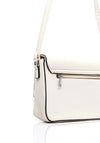 Zen Collection Pebbled Faux Leather Flap Over Small Crossbody Bag, White