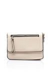 Zen Collection Pebbled Faux Leather Flap Over Medium Crossbody Bag, Beige