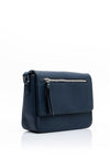 Zen Collection Pebbled Faux Leather Flap Over Medium Crossbody Bag, Navy