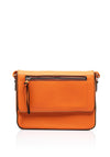 Zen Collection Pebbled Faux Leather Flap Over Medium Crossbody Bag, Orange