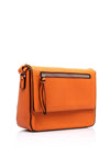 Zen Collection Pebbled Faux Leather Flap Over Medium Crossbody Bag, Orange