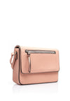 Zen Collection Pebbled Faux Leather Flap Over Medium Crossbody Bag, Pink