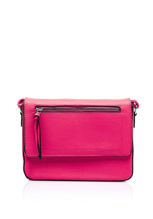 Zen Collection Pebbled Faux Leather Flap Over Medium Crossbody Bag, Rose