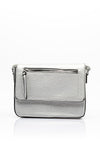 Zen Collection Pebbled Faux Leather Flap Over Medium Crossbody Bag, Silver