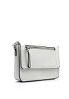 Zen Collection Pebbled Faux Leather Flap Over Medium Crossbody Bag, Silver