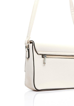 Zen Collection Pebbled Faux Leather Flap Over Medium Crossbody Bag, White