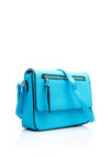 Zen Collection Pebbled Faux Leather Flap Over Medium Crossbody Bag, Water Blue