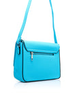 Zen Collection Pebbled Faux Leather Flap Over Medium Crossbody Bag, Water Blue