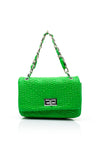 Zen Collection Textured Flap Over Mini Convertible Grab Bag, Bright Green