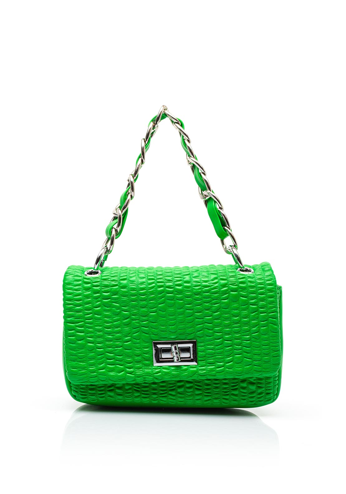 Zen Collection Textured Flap Over Mini Convertible Grab Bag, Bright Green