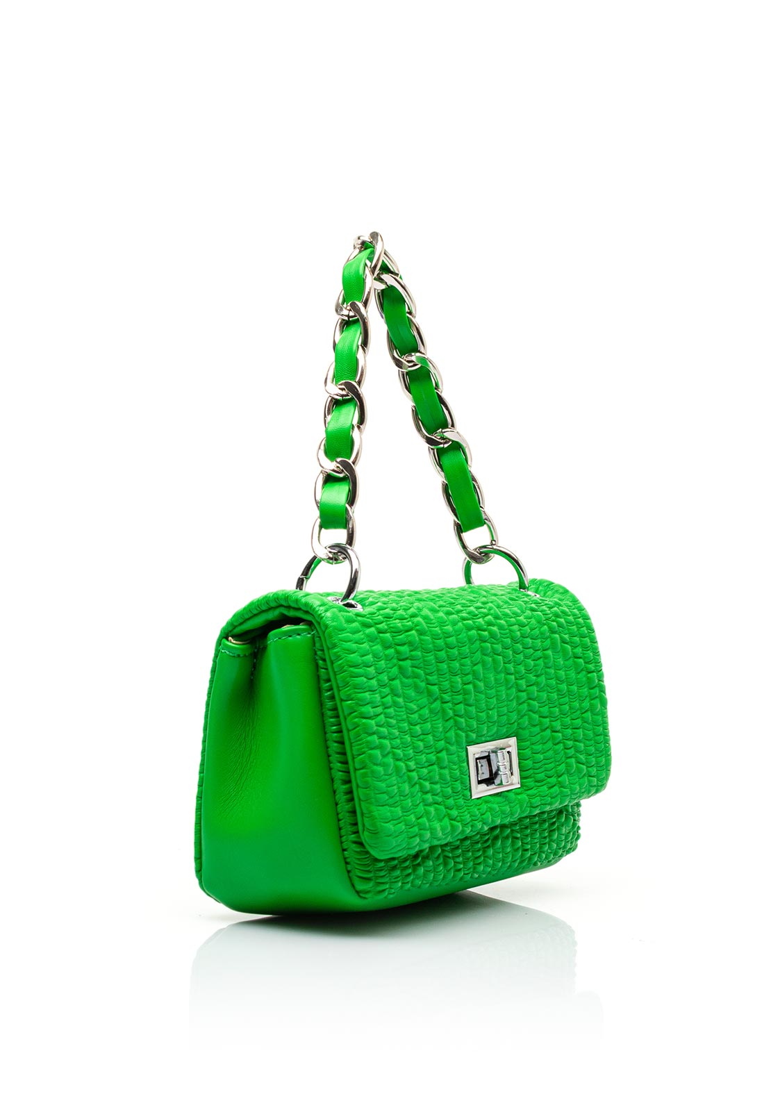 Zen Collection Textured Flap Over Mini Convertible Grab Bag, Bright Green