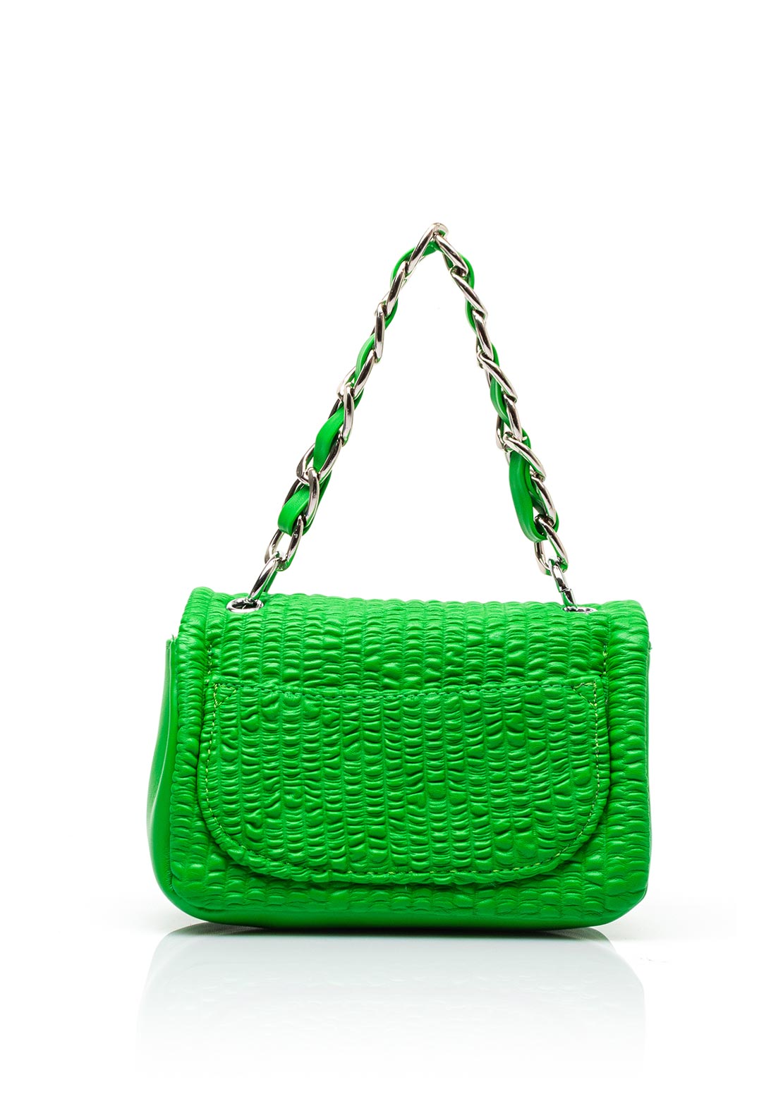Zen Collection Textured Flap Over Mini Convertible Grab Bag, Bright Green
