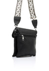Zen Collection Flap Over Woven Strap Crossbody Bag, Black