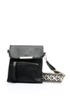 Zen Collection Flap Over Woven Strap Crossbody Bag, Black