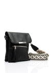 Zen Collection Flap Over Woven Strap Crossbody Bag, Black