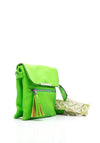 Zen Collection Flap Over Woven Strap Crossbody Bag, Lime Green