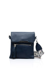 Zen Collection Flap Over Woven Strap Crossbody Bag, Navy