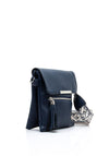 Zen Collection Flap Over Woven Strap Crossbody Bag, Navy