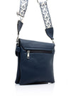 Zen Collection Flap Over Woven Strap Crossbody Bag, Navy