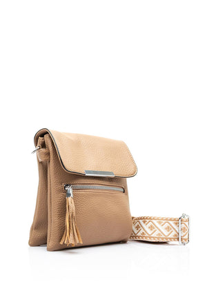 Zen Collection Flap Over Woven Strap Crossbody Bag, Soil