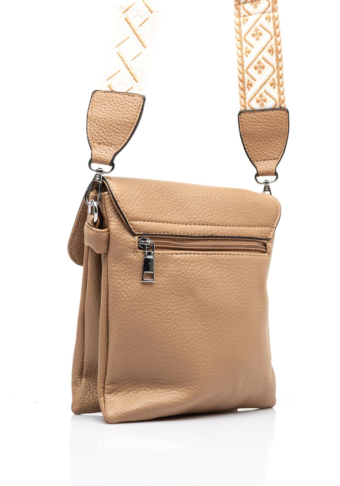 Zen Collection Flap Over Woven Strap Crossbody Bag, Soil