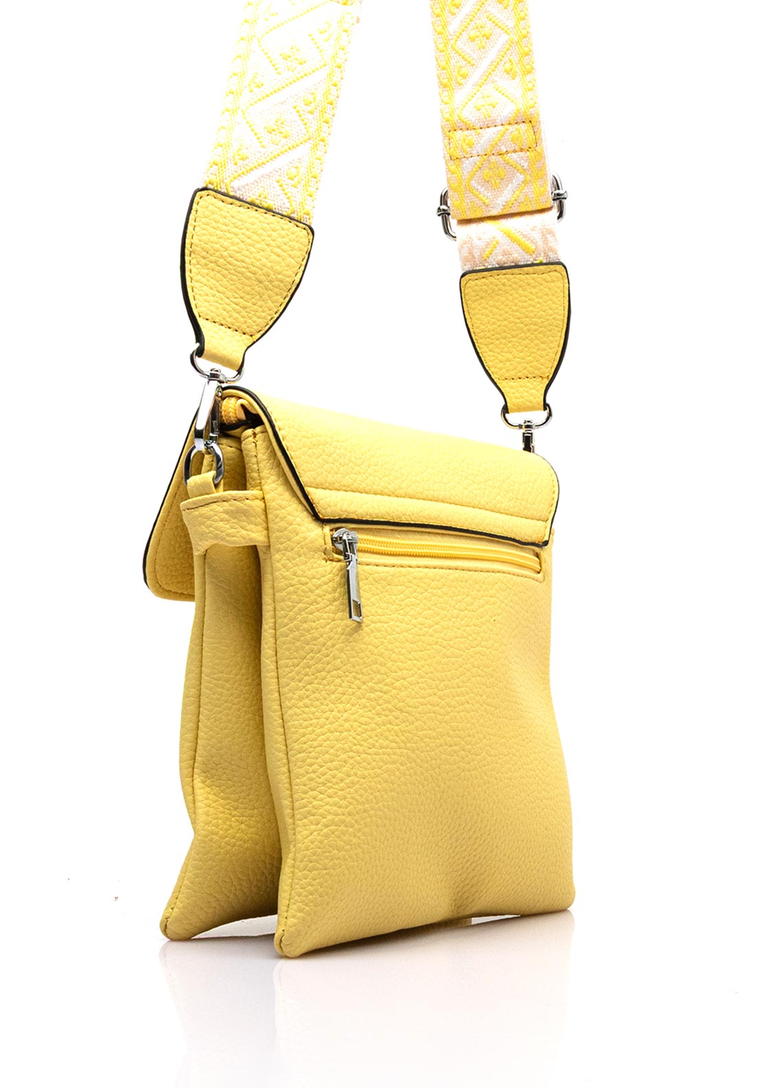 Zen Collection Flap Over Woven Strap Crossbody Bag, Lemon Yellow