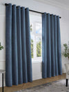 Curtina Textured Chenille Fully Lined Eyelet Curtain 90”x90”, Navy