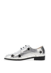 Dancing Matilda Trapeze Metallic Star Brogues, Silver & Black