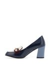 Dancing Matilda Trapeze Patent Heeled Loafers, Navy Multi