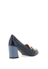 Dancing Matilda Trapeze Patent Heeled Loafers, Navy Multi