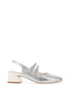 Dancing Matilda Double Strap Heeled Pumps, Silver