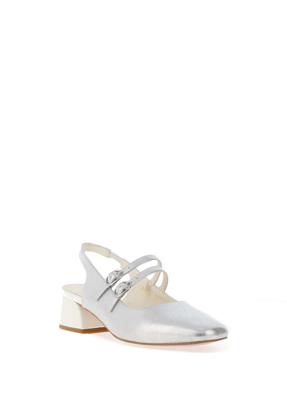 Dancing Matilda Double Strap Heeled Pumps, Silver