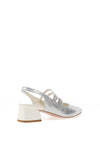 Dancing Matilda Double Strap Heeled Pumps, Silver