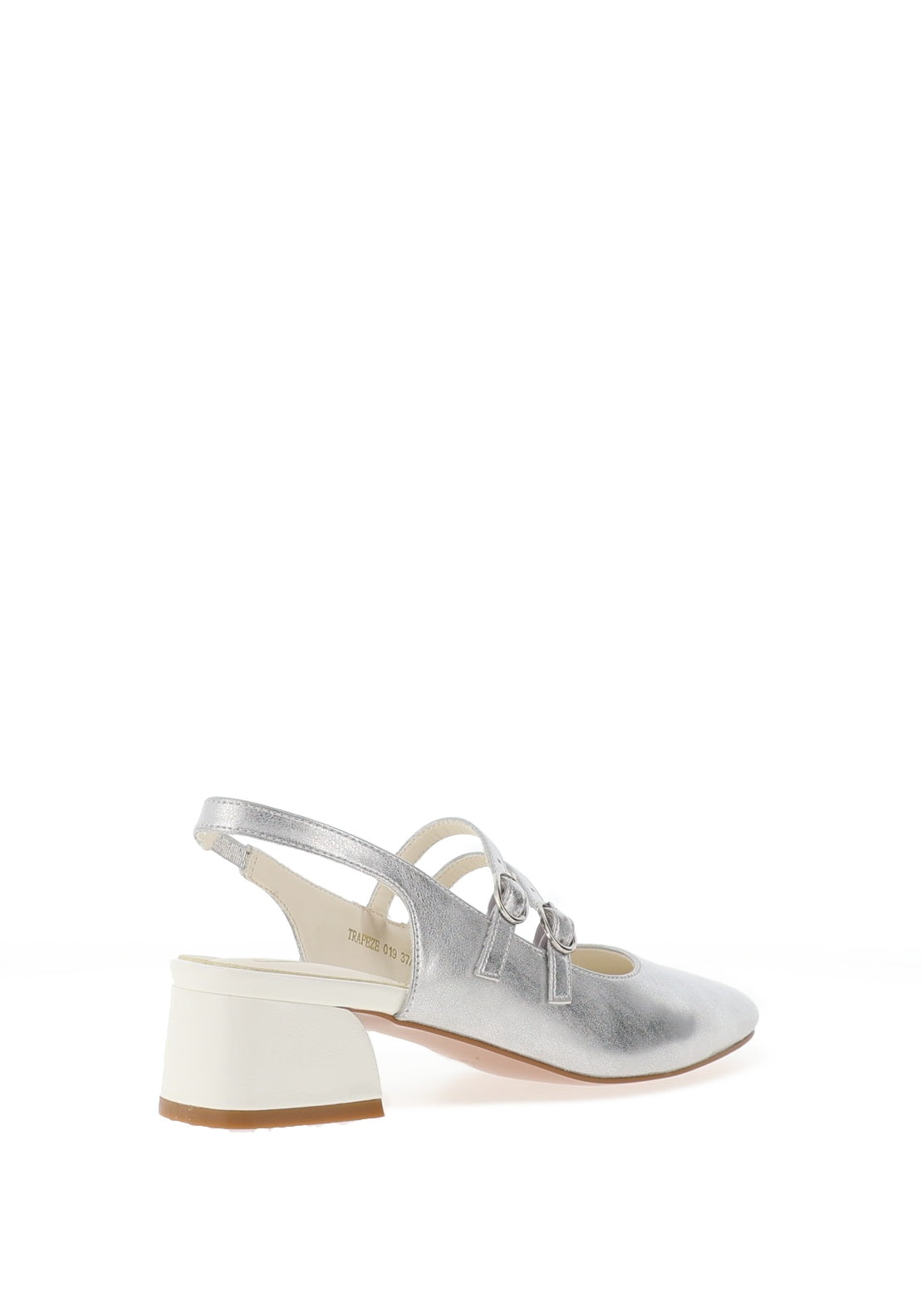 Dancing Matilda Double Strap Heeled Pumps, Silver