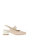 Dancing Matilda Double Strap Heeled Pumps, Cream
