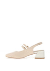 Dancing Matilda Double Strap Heeled Pumps, Cream