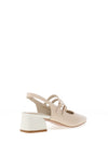 Dancing Matilda Double Strap Heeled Pumps, Cream